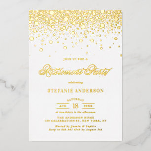 Invitación Con Relieve Metalizado Fiesta de Jubilación con Confeti Elegante de Foil