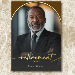 Invitación Con Relieve Metalizado Fiesta de Jubilación Marrón Mínima Moderna