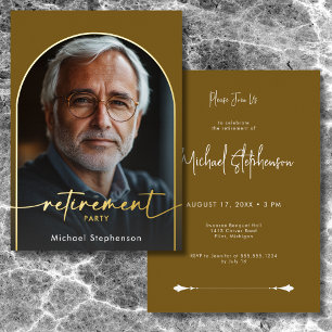 Invitación Con Relieve Metalizado Fiesta de Jubilación Marrón Minimalista Moderna