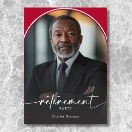 Invitación Con Relieve Metalizado Fiesta de Jubilación Roja Mínima Moderna