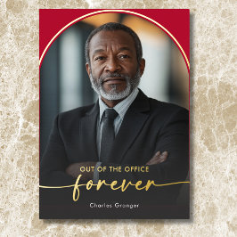 Invitación Con Relieve Metalizado Fiesta de Jubilación Roja Mínima Moderna