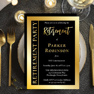 Invitación Con Relieve Metalizado Fiesta de Jubilación Simple y Elegante Minimalista