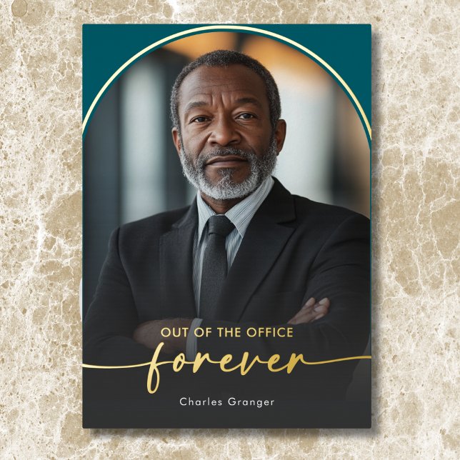 Invitación Con Relieve Metalizado Fiesta de Jubilación Verde azulada Mínima Moderna (Modern Minimal Teal Retirement Party Foil Invitation)