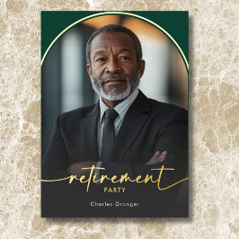 Invitación Con Relieve Metalizado Fiesta de Jubilación Verde Mínima Moderna