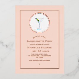 Invitación Con Relieve Metalizado Fiesta de la Bachelorette para Cocktail de oro y R