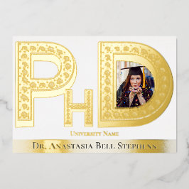 Invitación Con Relieve Metalizado Fiesta de la ceremonia de graduación de doctorado 