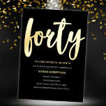 Invitación Con Relieve Metalizado Fiesta de los 40 Años del Oro Negro<br><div class="desc">Prepárate para celebrar con estilo con nuestro exquisito Relieve metalizado dorado 40th Birthday Fiesta Relieve metalizado Invitación! Esta invitación es la manera perfecta de marcar este hito especial con elegancia y sofisticación. La invitación incluye un impresionante diseño de Relieve metalizado dorado que añade un toque de lujo y glamour a...</div>