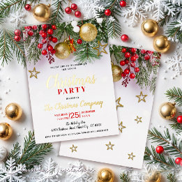 Invitación Con Relieve Metalizado Fiesta de los Navidades Rustic Gold Baubles & Gold