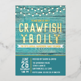 Invitación Con Relieve Metalizado Fiesta de Mariscos Reunión Familiar de Cangrejos