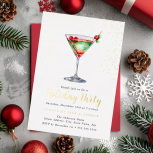Invitación Con Relieve Metalizado Fiesta de Navidad Cheers