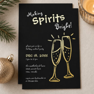 Invitación Con Relieve Metalizado Fiesta de Navidad con champán para alegrar los esp