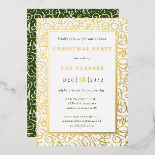 Invitación Con Relieve Metalizado Fiesta de Navidad con Tipografía Elegante