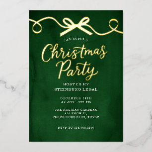 Invitación Con Relieve Metalizado Fiesta de Navidad Corporativa Arco Verde Dorado