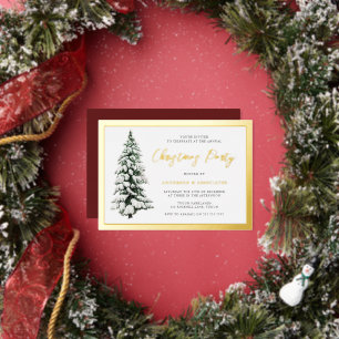 Invitación Con Relieve Metalizado Fiesta de Navidad corporativa con borde dorado y á