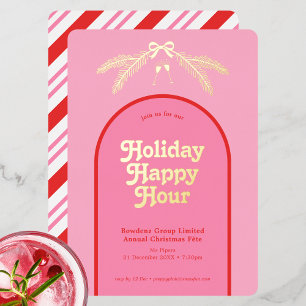 Invitación Con Relieve Metalizado Fiesta de Navidad Corporativa con Rayas de Caramel
