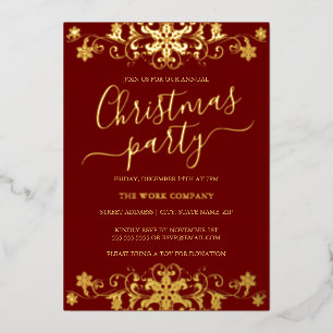 Invitación Con Relieve Metalizado Fiesta de Navidad Corporativa Copo de Nieve Remoli