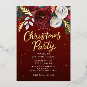 Invitación Con Relieve Metalizado Fiesta de Navidad corporativa de Golden Bloom Offi