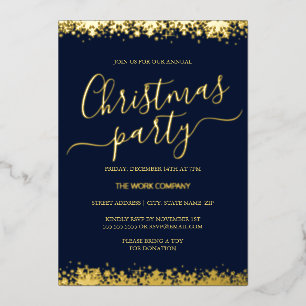 Invitación Con Relieve Metalizado Fiesta de Navidad Corporativa de la Marina Copo de
