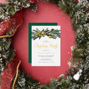 Invitación Con Relieve Metalizado Fiesta de Navidad de la Oficina Corporativa Clásic