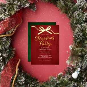 Invitación Con Relieve Metalizado Fiesta de Navidad de la Oficina Festiva del Arco