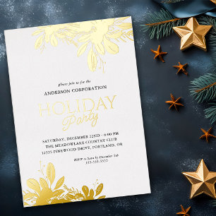 Invitación Con Relieve Metalizado Fiesta de Navidad de Oficina con Verde Metalizado