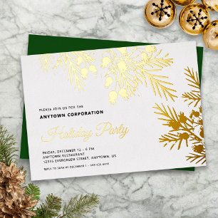 Invitación Con Relieve Metalizado Fiesta de Navidad de oficina de papel de aluminio