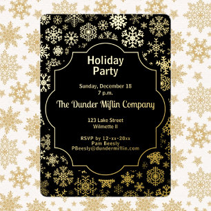 Invitación Con Relieve Metalizado fiesta de Navidad de Snowflake