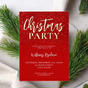 Invitación Con Relieve Metalizado Fiesta de Navidad de Vacaciones Elegante