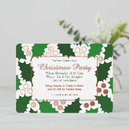 Invitación Con Relieve Metalizado Fiesta de Navidad elegante y alegre de Holly