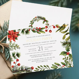 Invitación Con Relieve Metalizado Fiesta de Navidad en la Oficina Dorado