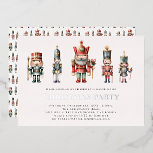 Invitación Con Relieve Metalizado Fiesta de Navidad moderna con cascanueces   