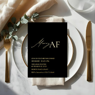 Invitación Con Relieve Metalizado Fiesta de Navidad Moderna y Divertida