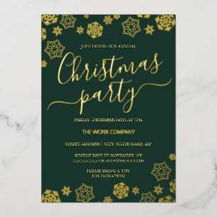 Invitación Con Relieve Metalizado Fiesta de Navidades corporativos de copas de nieve