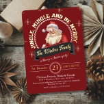 Invitación Con Relieve Metalizado Fiesta de Navidades de Red Vintage Santa Claus Can<br><div class="desc">Instantáneamente, crea un zumbido de elegante emoción alrededor de tu celebración de vacaciones con esta invitación al Partido de los Navidades de Candy Cane, único y un poco retro Relieve metalizado Red Vintage Santa Claus. Con el bonito y festivo Santa Claus rojo y blanco, modernos copos de nieve y un...</div>