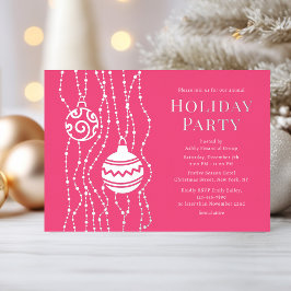 Invitación Con Relieve Metalizado Fiesta  de Navidades Elegantes Rosa