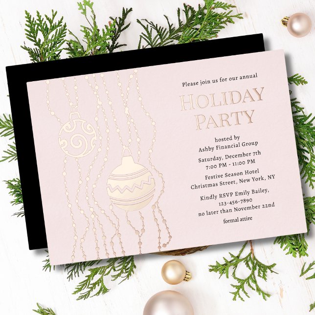 Invitación Con Relieve Metalizado Fiesta  de Navidades Elegantes Rosa (Subido por el creador)