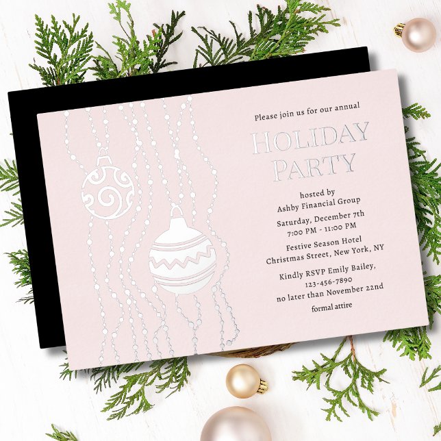 Invitación Con Relieve Metalizado Fiesta  de Navidades Elegantes Rosa (Subido por el creador)