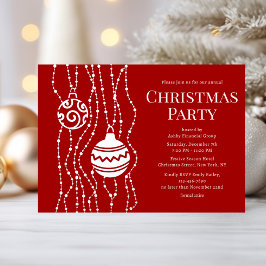 Invitación Con Relieve Metalizado Fiesta de Navidades Red Elegant