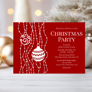 Invitación Con Relieve Metalizado Fiesta de Navidades Red Elegant