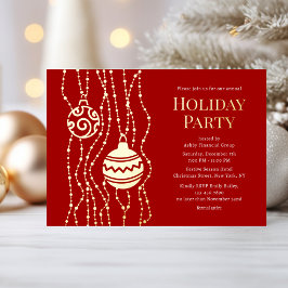Invitación Con Relieve Metalizado Fiesta de Navidades Red Elegant