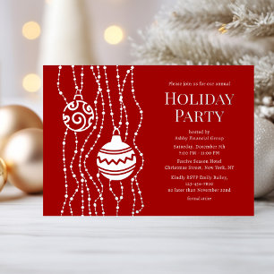 Invitación Con Relieve Metalizado Fiesta de Navidades Red Elegant