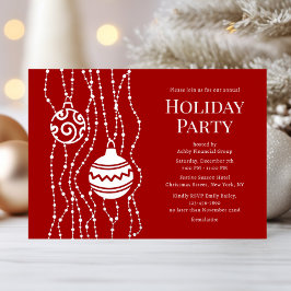 Invitación Con Relieve Metalizado Fiesta de Navidades Red Elegant