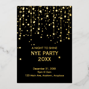 Invitación Con Relieve Metalizado Fiesta de Nochevieja