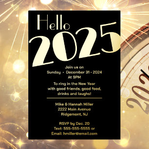 Invitación Con Relieve Metalizado Fiesta de Nochevieja