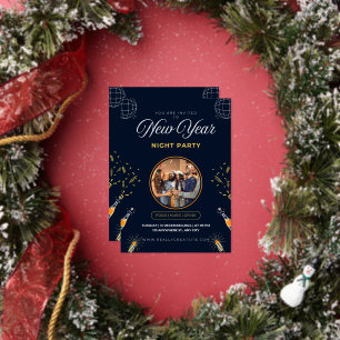 Invitación Con Relieve Metalizado Fiesta de Nochevieja