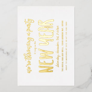 Invitación Con Relieve Metalizado Fiesta de Nochevieja con Cepillo