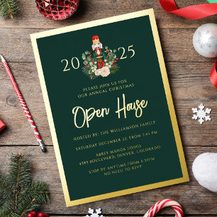 Invitación Con Relieve Metalizado Fiesta de Open House Nutcracker Script Navidades