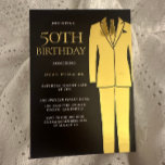 Invitación Con Relieve Metalizado Fiesta de oro de amarre negro 50 cumpleaños real<br><div class="desc">Juego de oro Tie Black Mens 50th Birthday Party Invitación al Relieve metalizado Real Ver otras invitaciones en nuestra tienda Nest y Nest Store</div>