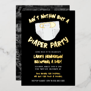 Invitación Con Relieve Metalizado Fiesta de Pañales Hip Hop