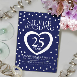 Invitación Con Relieve Metalizado Fiesta de plata aniversario 25 aniversario boda pl